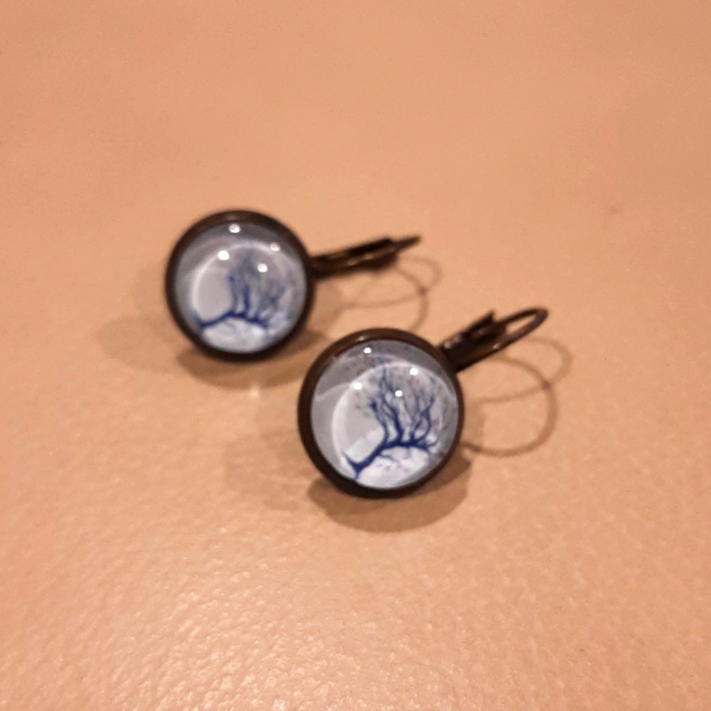 Pair of Tree Earrings, Pierced